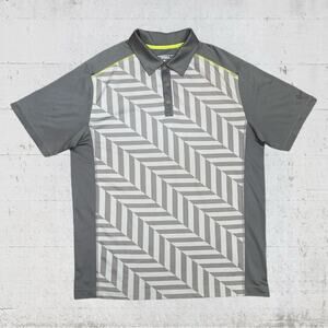 NIKE GOLF Tour Performance Polo Shirt Gray Abstract Stripes Size Large